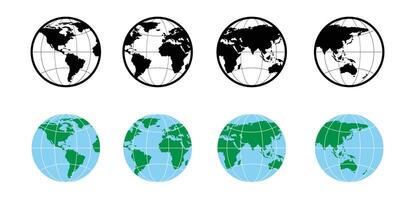 world map globe earth planet icon monochrome and color vector