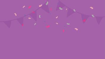 purple background party with confetti and decoration minimalist simple vector