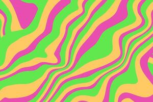 Abstract Wavy Pattern with Vibrant Neon Green, Pink and Orange Stripes in Dynamic Flow Design vector
