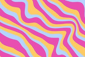 Pastel Wavy Stripes Pattern with Pink, Yellow and Blue in Retro Dynamic Flow Design vector
