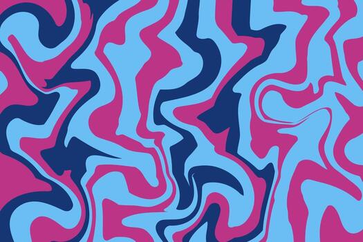 Abstract Fluid Pattern with Blue and Pink Curves in Retro Style vector