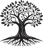 Intricate Banyan Tree Silhouette Art for Designers vector