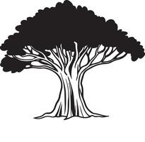 Authentic Banyan Tree Silhouette for Art vector