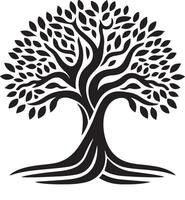 Simple Elegant Banyan Tree Silhouette Art vector
