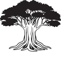 Simplistic Banyan Tree Silhouette for Graphic Designers vector
