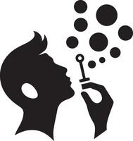 Unique Silhouette Illustration of Person Blowing Bubbles vector