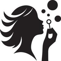 Artistic Representation of Silhouette Blowing Bubbles vector