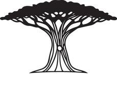 Unique Concept Banyan Tree Silhouette Design vector