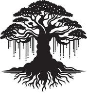 Elegant Banyan Tree Silhouette for Graphics Projects vector