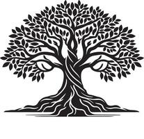 Authentic Banyan Tree Silhouette for Art vector