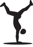 Silhouette of Person Performing Handstand in Format vector