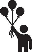 Happy Person Silhouette Illustration with Floating Balloons vector