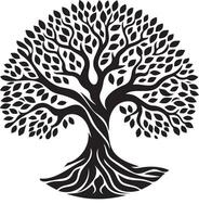 Unique Banyan Tree Silhouette Illustration vector