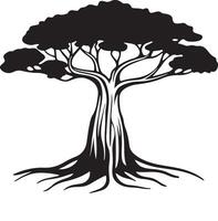 Iconic Banyan Tree Silhouette for Nature Themed Projects vector