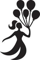 Fun and Playful Silhouette of Person Enjoying Balloons vector