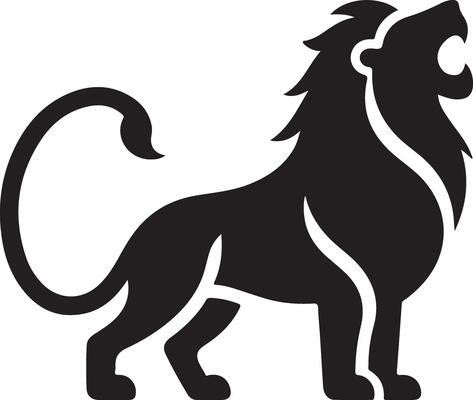 Detailed Roaring Lion Silhouette for Graphic Projects