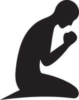 Silhouette of Individual Kneeling in Devotion vector