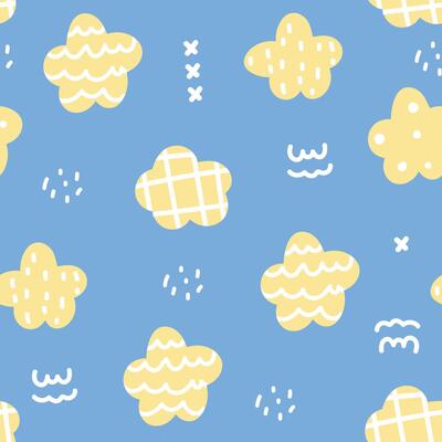 Seamless pattern of cute star cartoon hand drawn night sky background.Image for card,poster,baby clothing.Kawaii.Illustration.