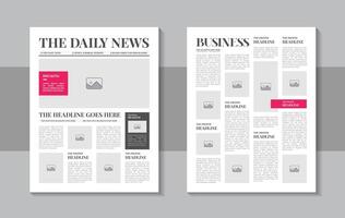 Print ready newspaper template layout design with headlines or Newspaper layout template vector