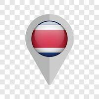 Pin map location of Costa Rica on isolated background vector