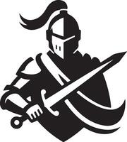 Knight in Armor with Sword Silhouette Image vector
