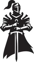 Illustration of Knight in Full Armor and Sword vector