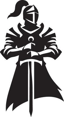 Illustration of Knight in Full Armor and Sword