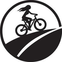 Dynamic Cyclist Riding Uphill Silhouette Graphic vector