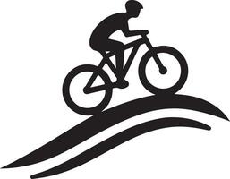 Graphic of Cyclist Climbing a Hill vector