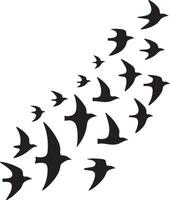 Artistic Silhouette of Flock of Birds in Flight vector