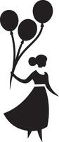 Art of a Person Joyfully Holding Balloons vector