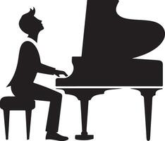 Minimalist Grand Piano Player Silhouette Illustration vector