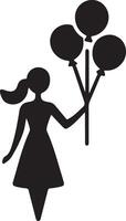 Dynamic Illustration of Person Carrying Balloons vector
