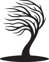 Elegant Tree Silhouette with Windy Background Art vector