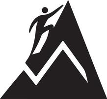High Quality of Mountain Climber at Summit Silhouette vector
