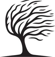 Majestic Tree Silhouette in Gentle Wind Design vector