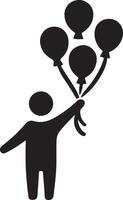 Whimsical Design of Woman Holding Colorful Balloons vector