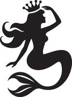 Charming Mermaid Silhouette in Sitting Pose vector