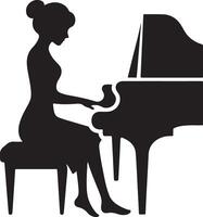 Professional Art of Pianist in Dynamic Pose vector