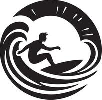 Dynamic Surfer on Wave Illustration Art vector