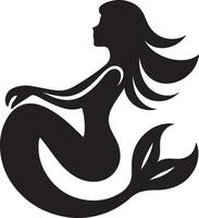 Elegant Mermaid Sitting Silhouette Design vector