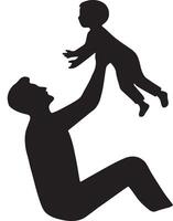 Silhouette Illustration of Lifting Child into Air vector
