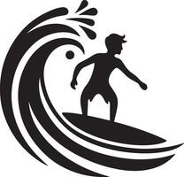 Professional Illustration of Surfer on Wave vector