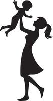 Creative Silhouette Design of Lifting Child in Motion vector