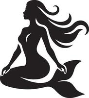 Whimsical Mermaid Sitting Outline Image Creation vector