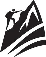 Inspirational Climber Against Mountain Peak Silhouette Image vector