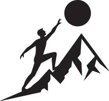 Dynamic Illustration of Climber Reaching Mountain Summit vector