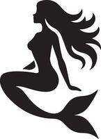 Captivating Mermaid Sitting Silhouette Graphic Resources vector