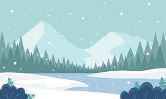 Nature trees forest background and snowing for winter season concept. vector