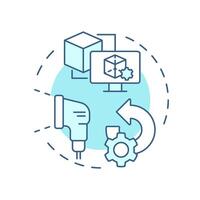 3d reverse engineering soft blue concept icon. Creating virtual model. Scanning physical object. Round shape line illustration. Abstract idea. Graphic design. Easy to use in article vector
